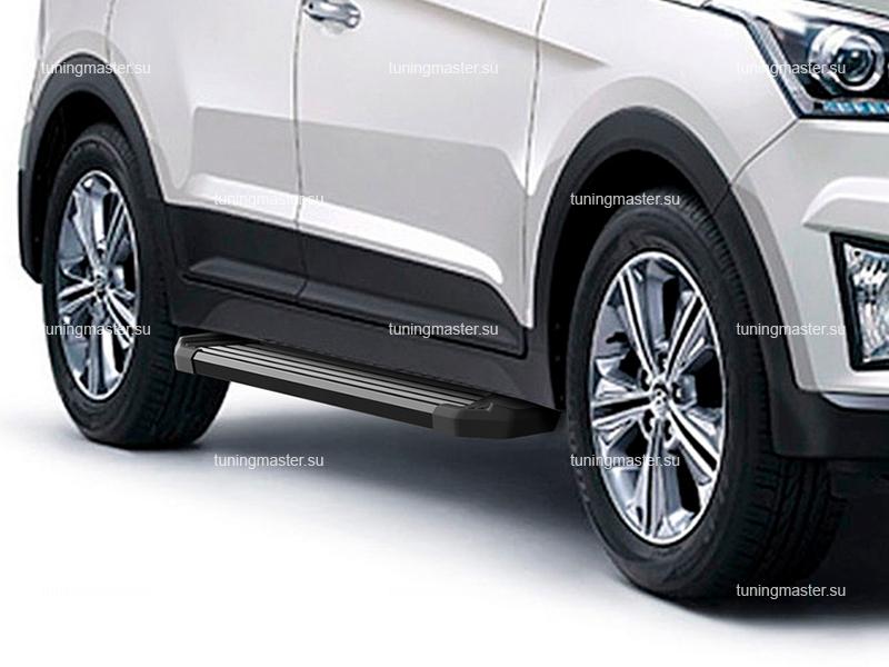 Пороги алюминиевые Hyundai Creta (Black) V2