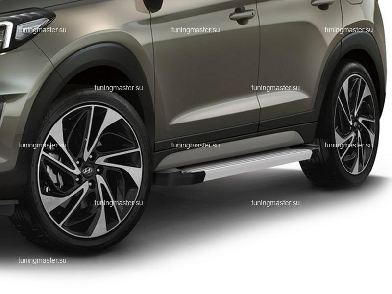 Пороги алюминиевые Hyundai Tucson (Silver) V2