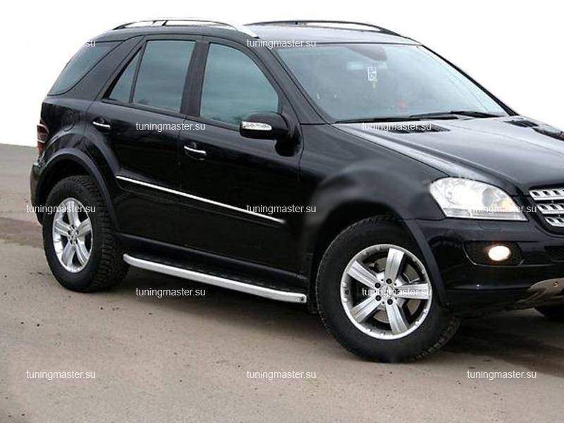 Пороги алюминиевые Mercedes Benz ML 164 (Alyans)