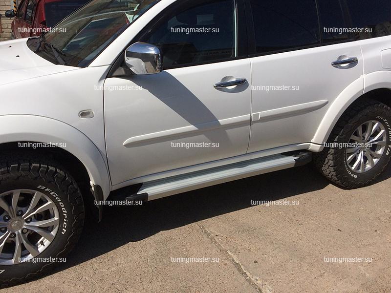 Пороги алюминиевые Mitsubishi Pajero Sport (Silver) Пороги алюминиевые Mitsubishi Pajero Sport (Silver)