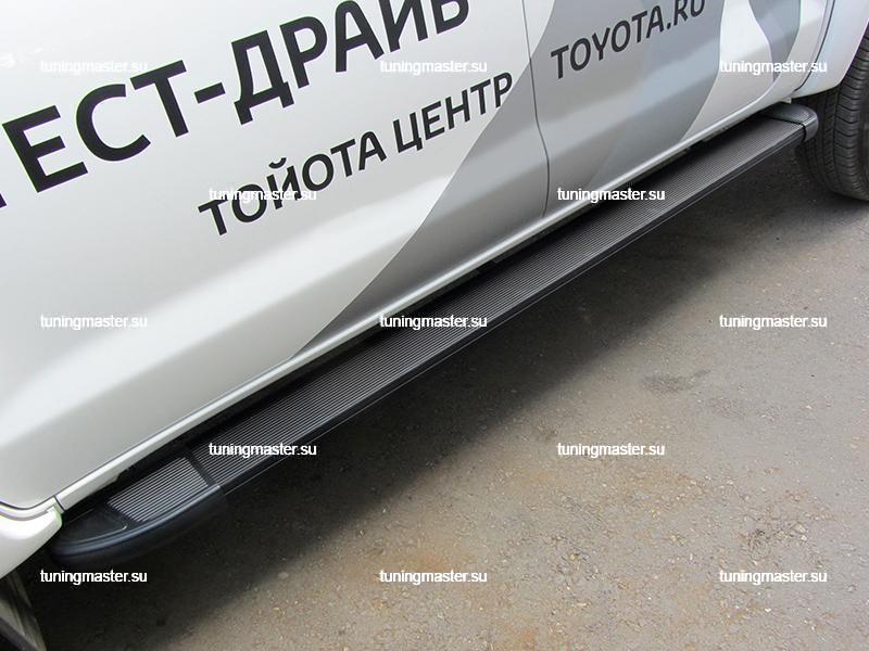 Пороги алюминиевые Toyota Hilux (Optima Black)