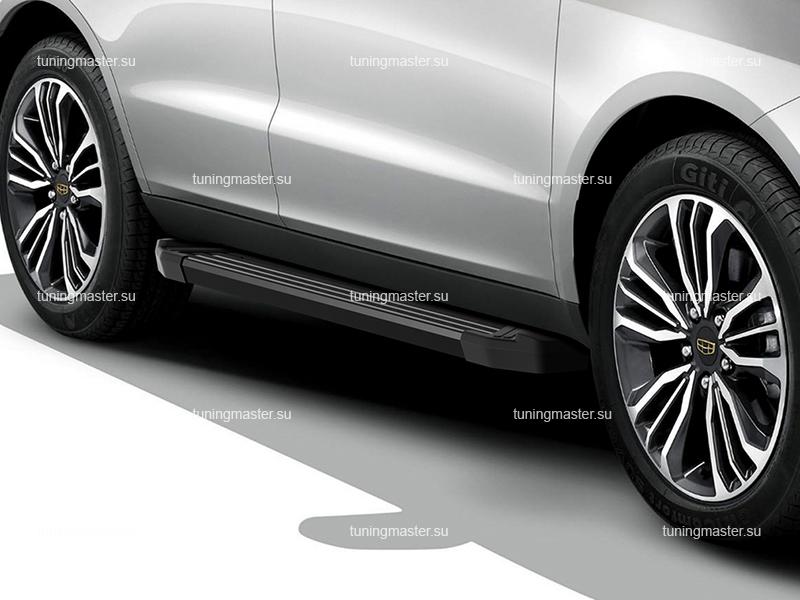 Пороги алюминиевые Geely Emgrand X7 Рестайлинг 2 (Black) Пороги алюминиевые Geely Emgrand X7 Рестайлинг 2 (Black)