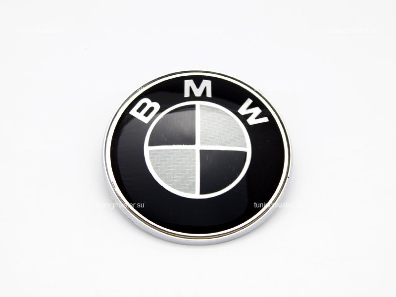 Эмблема BMW черный карбон (82 мм)
