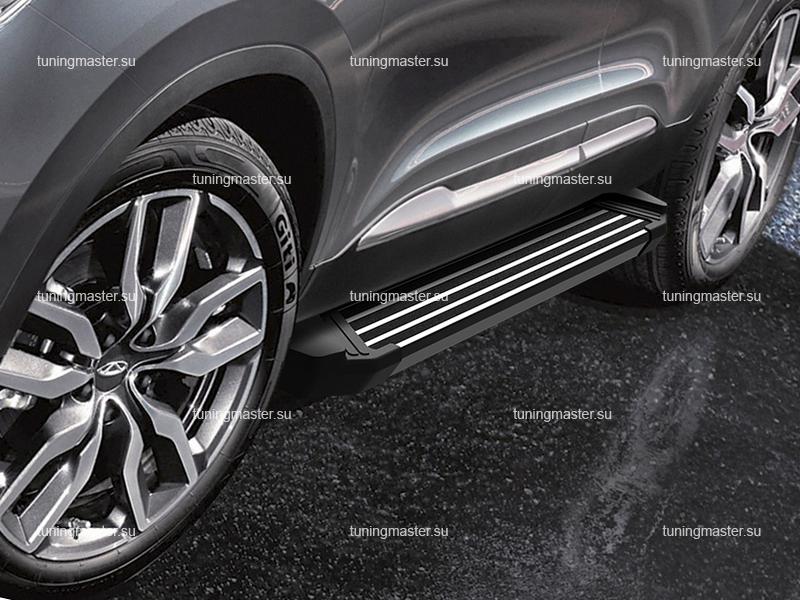 Пороги алюминиевые Chery Tiggo 4 (Black) Пороги алюминиевые Chery Tiggo 4 (Black)