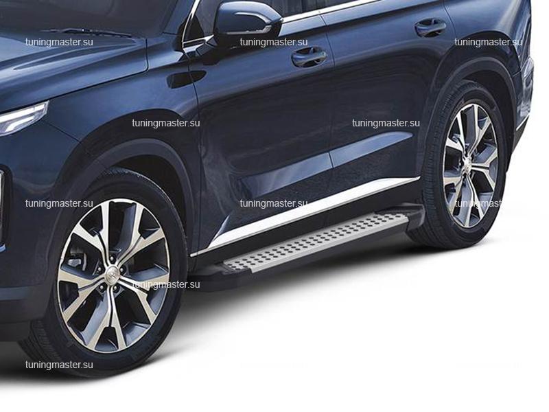 Пороги алюминиевые Hyundai Palisade (BMW Style)