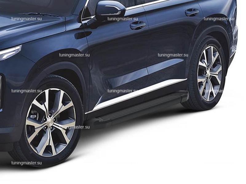 Пороги алюминиевые Hyundai Palisade (Black) Пороги алюминиевые Hyundai Palisade (Black)