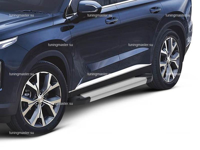 Пороги алюминиевые Hyundai Palisade (Silver) Пороги алюминиевые Hyundai Palisade (Silver)