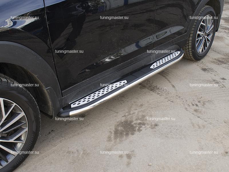 Пороги алюминиевые Hyundai Tucson 3 (Zirkon)