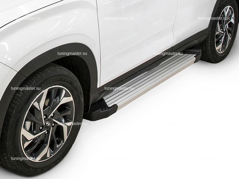 Пороги алюминиевые Hyundai Creta 2 (Silver) Пороги алюминиевые Hyundai Creta 2 (Silver)