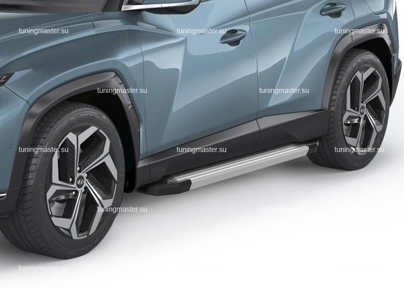 Пороги алюминиевые Hyundai Tucson 4 (Silver)