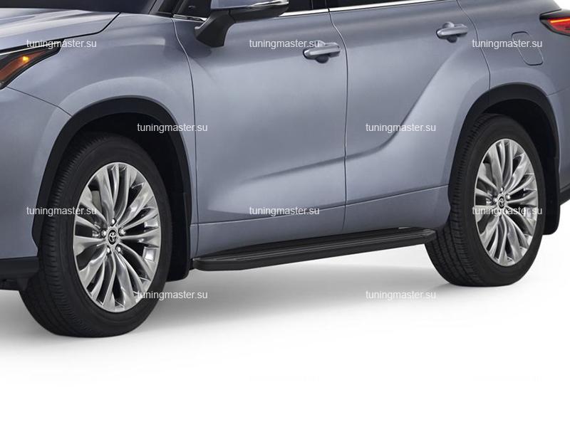 Пороги алюминиевые Toyota Highlander 4 (Premium Black)