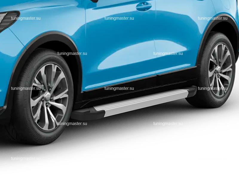 Боковые подножки пороги для Haval Jolion рестайлинг (Silver) Боковые подножки пороги для Haval Jolion рестайлинг (Silver)