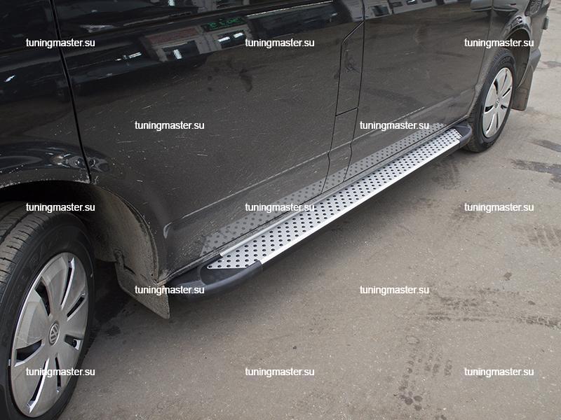 Пороги алюминиевые Volkswagen Transporter T6 (Sapphire Silver)