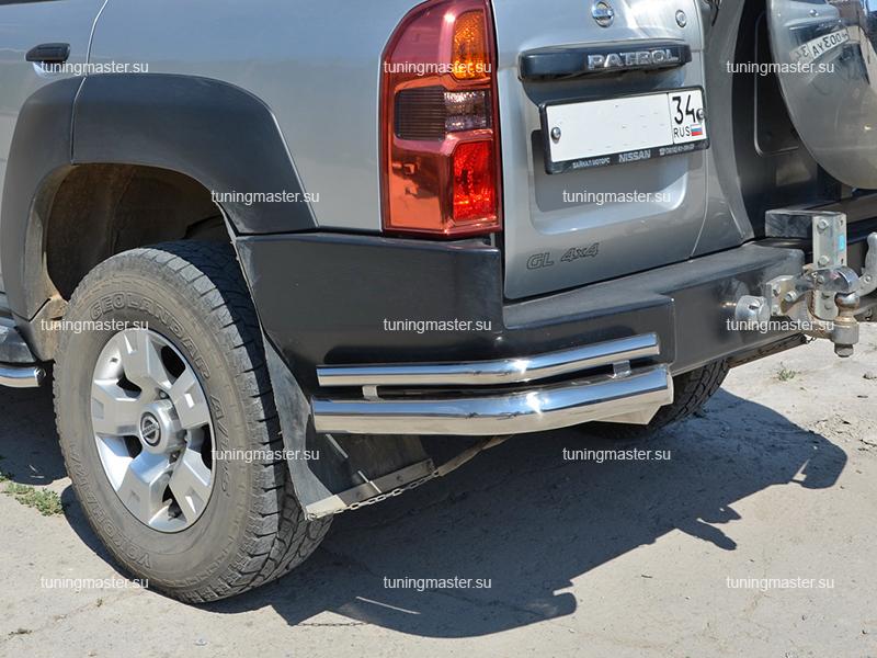 Защита заднего бампера Nissan Patrol углы двойные Ø76 Защита заднего бампера Nissan Patrol углы двойные Ø7642