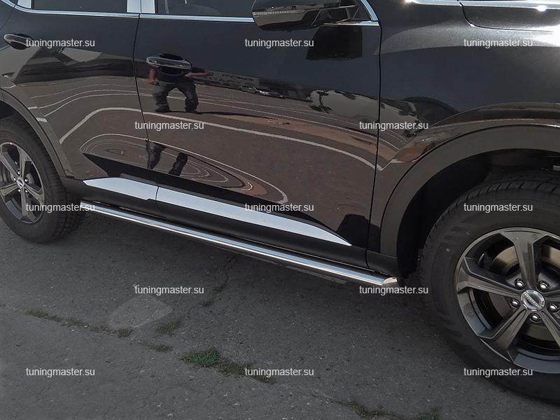 Защита штатного порога Haval F7x труба Ø60 Защита штатного порога Haval F7x труба Ø60