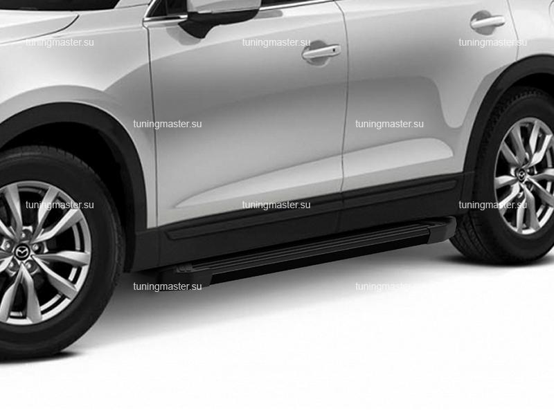 Пороги алюминиевые Mazda CX9 (Black) Пороги алюминиевые Mazda CX9 (Black)