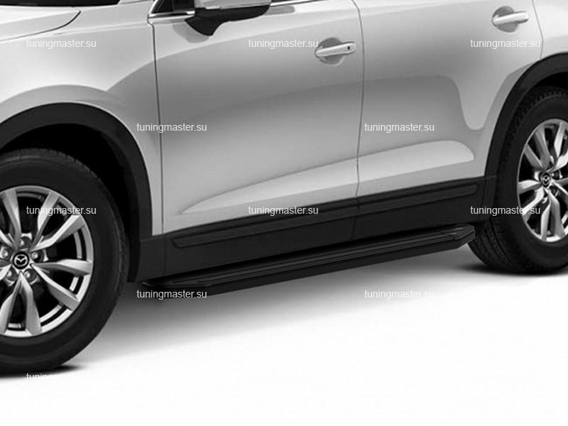 Пороги алюминиевые Mazda CX9 (Premium Black) Пороги алюминиевые Mazda CX9 (Premium Black)