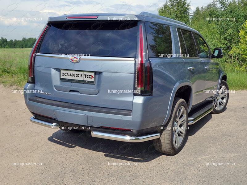 Защита заднего бампера Cadillac Escalade 4 углы Ø76 Защита заднего бампера Cadillac Escalade 4 углы Ø76