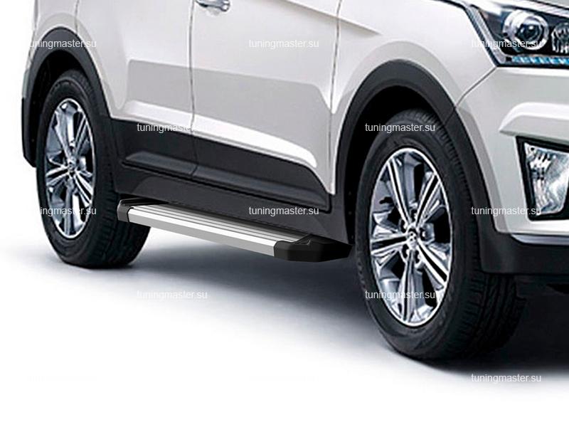 Пороги алюминиевые Hyundai Creta (Silver) AM Пороги алюминиевые Hyundai Creta (Silver) AM