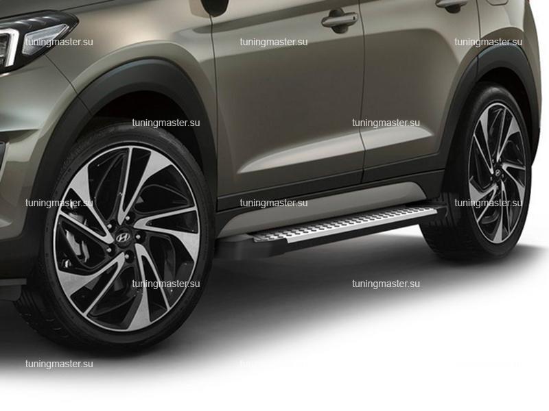 Пороги алюминиевые Hyundai Tucson (BMW Style) V2