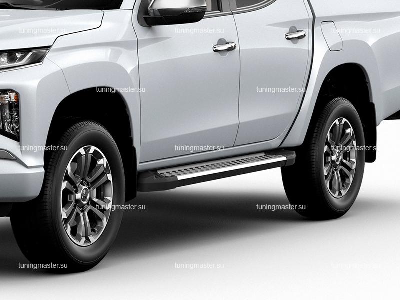 Пороги алюминиевые Mitsubishi L200 (Style BMW) V2 Пороги алюминиевые Mitsubishi L200 (Style BMW) V2