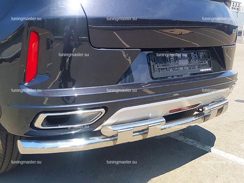 Защита заднего бампера двойная с перемычками Omoda C5 Защита заднего бампера двойная с перемычками Omoda C5