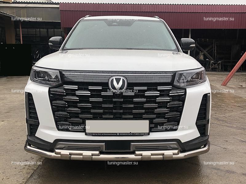 Защита переднего бампера Changan CS95 Plus труба двойная с перемычками Ø60/42 CGCS95.23.75-1 Защита переднего бампера Changan CS95 Plus труба двойная с перемычками Ø60/42