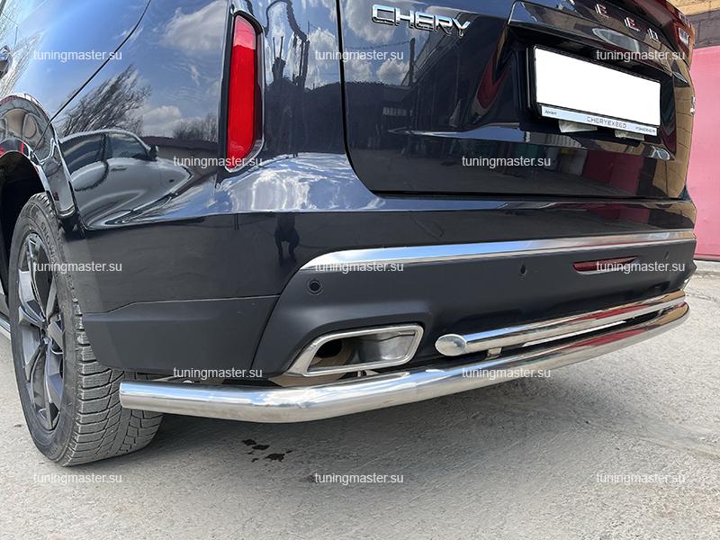 Защита заднего бампера Chery Exeed VX угловая большая двойная Ø60/42 CHEVX.22.22 Защита заднего бампера Chery Exeed VX угловая большая двойная Ø60/42