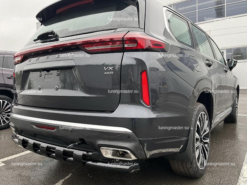 Защита заднего бампера Chery Exeed VX двойная с перемычками Ø60/42 (черный глянец) CHEVX.22.25-1 Защита заднего бампера Chery Exeed VX двойная с перемычками Ø60/42 (черный глянец)