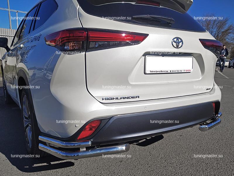 Защита заднего бампера Toyota Highlander U70 двойные углы Ø6042 Защита заднего бампера Toyota Highlander U70 двойные углы Ø6042