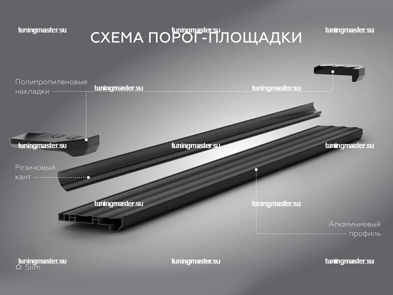 Пороги боковые для Geely Atlas 2 (Black Slim) Пороги боковые для Geely Atlas 2 (Black Slim)