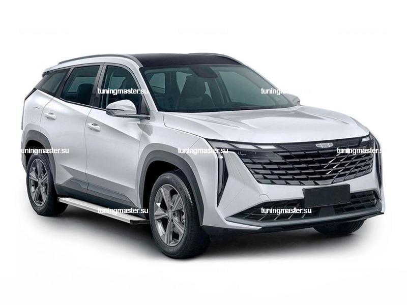 Пороги боковые для Geely Atlas 2 (Silver Slim) Пороги боковые для Geely Atlas 2 (Silver Slim)