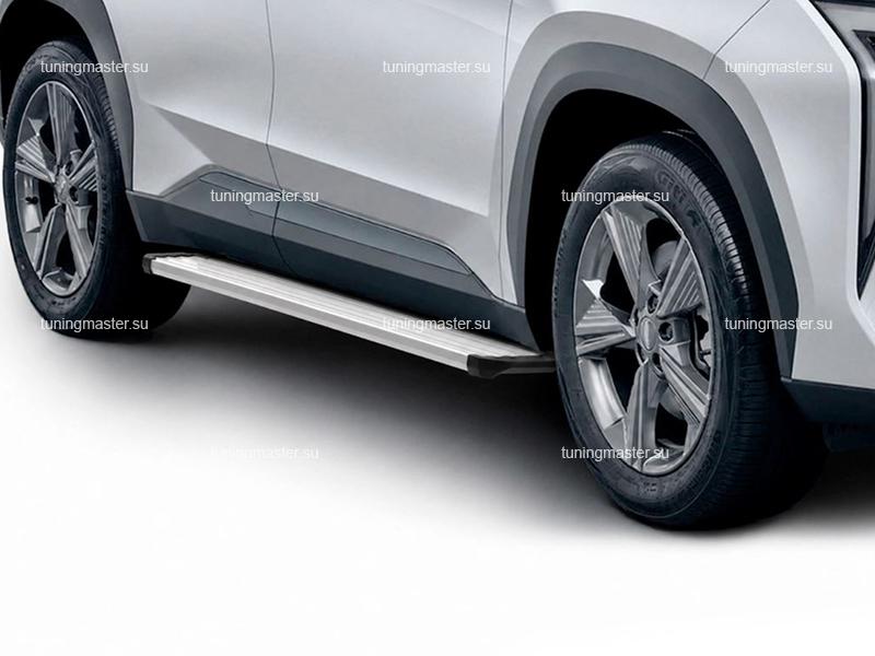 Пороги боковые для Geely Atlas 2 (Silver Slim) Пороги боковые для Geely Atlas 2 (Silver Slim)